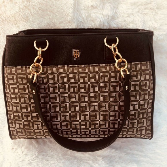 Tommy Hilfiger Handbags - TOMMY HILFIGER. TH Monogram Brown Shopper  Authentic !